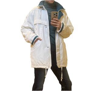 White Ski Coat Parka IZZI M Puffer Jacket 80s Winter Vintage Teal Gorpcore Egypt